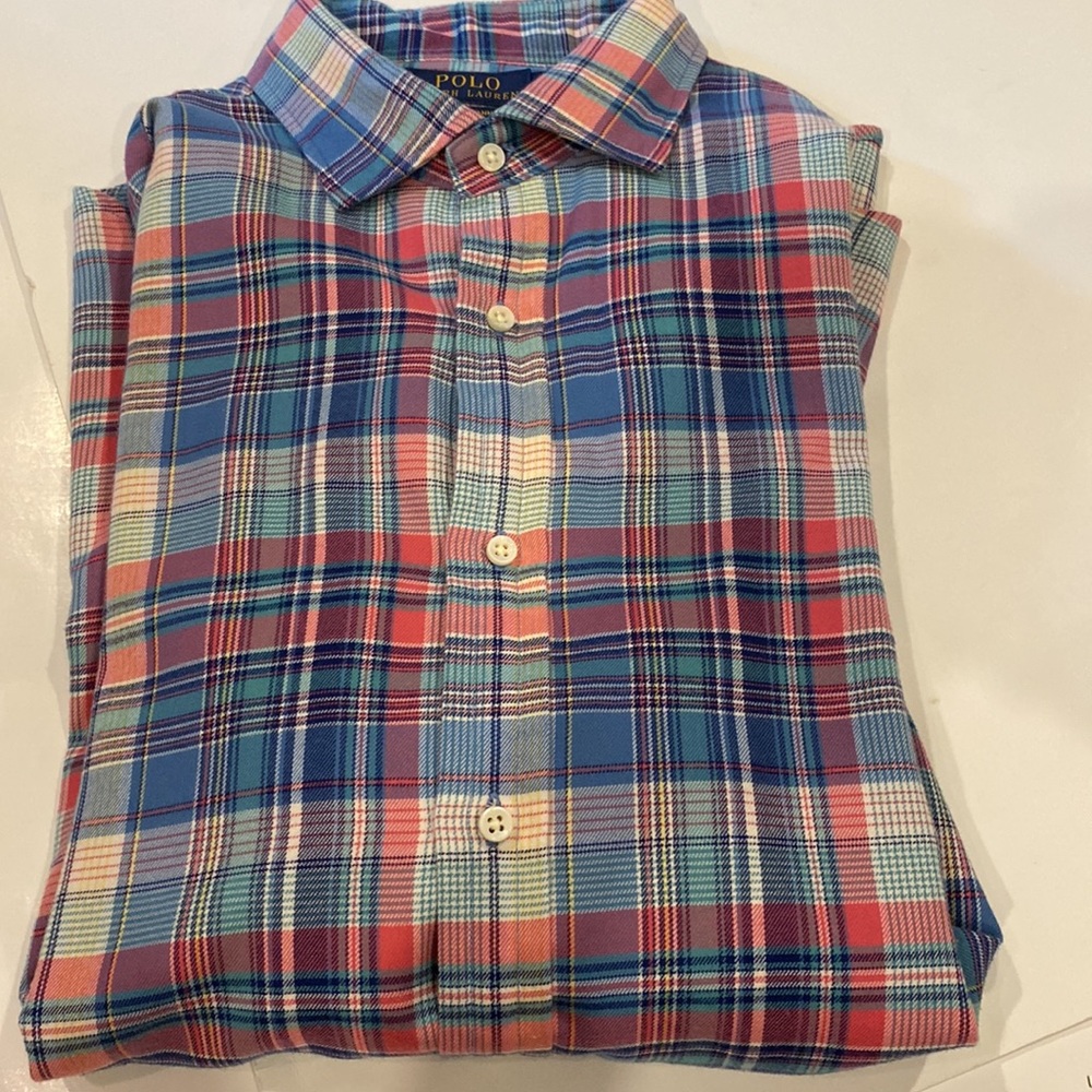 POLO RALPH LAUREN LUXURY FLANNEL MENS SHIRT PLAID SIZE L